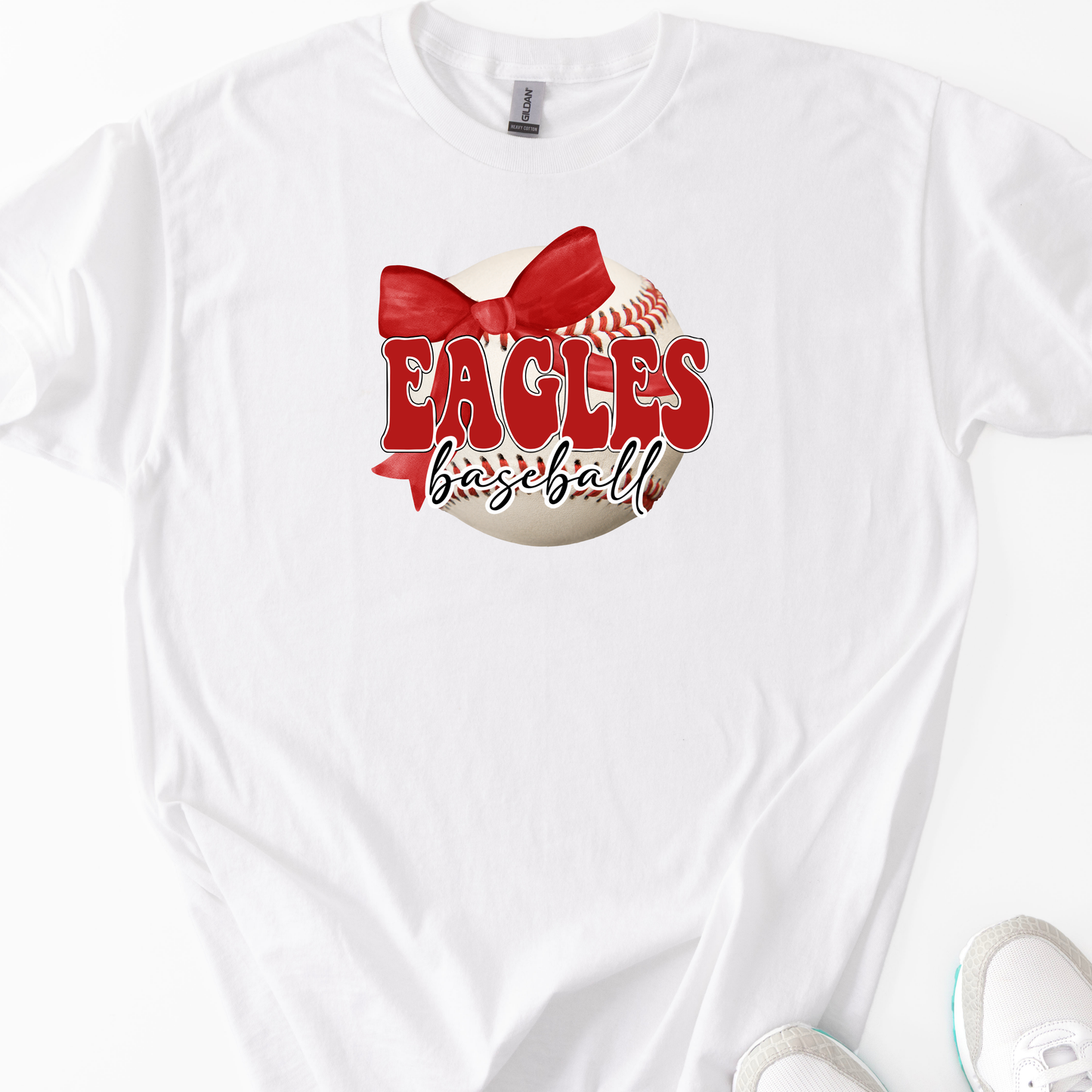 Eagles Baseball Bow Red