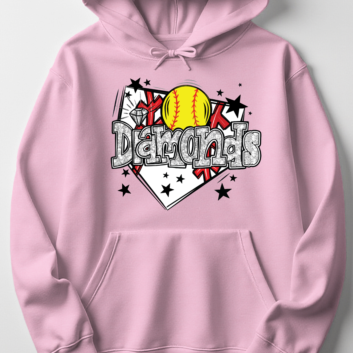 Diamonds Bling Softball Hoodie