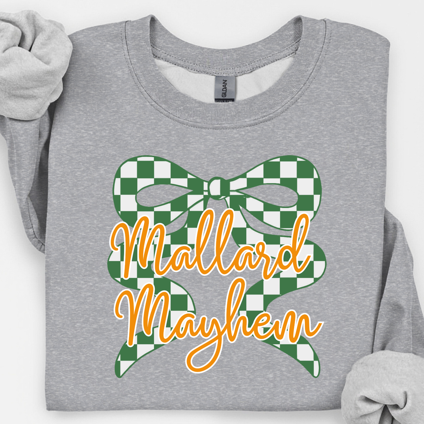 Mallard Mayhem Script Checkered Bow