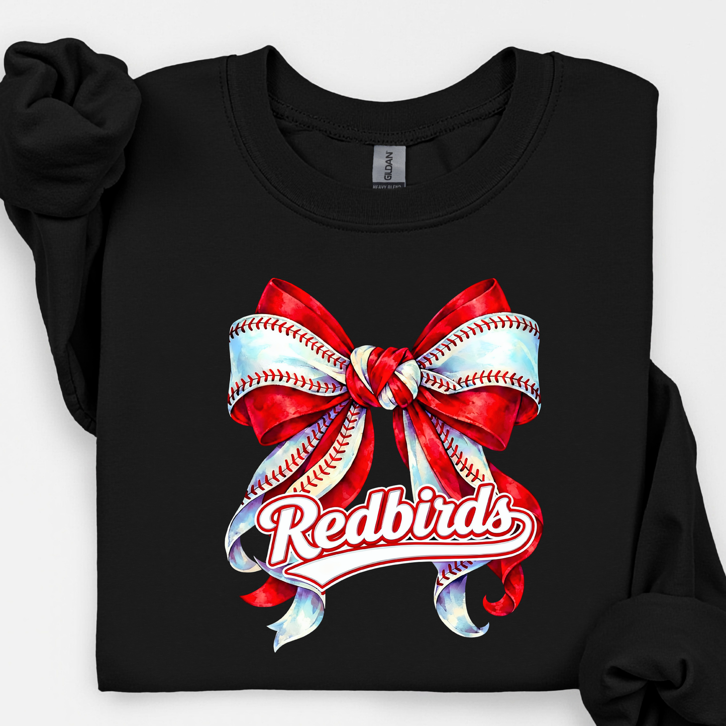 Redbirds Red White Bow with Seams