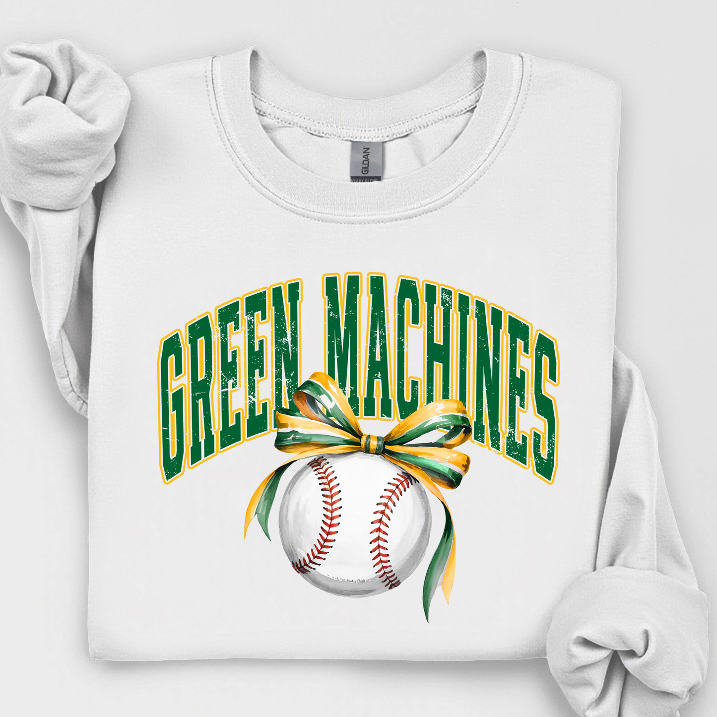 Green Machines Baseball with Green Yellow Bow