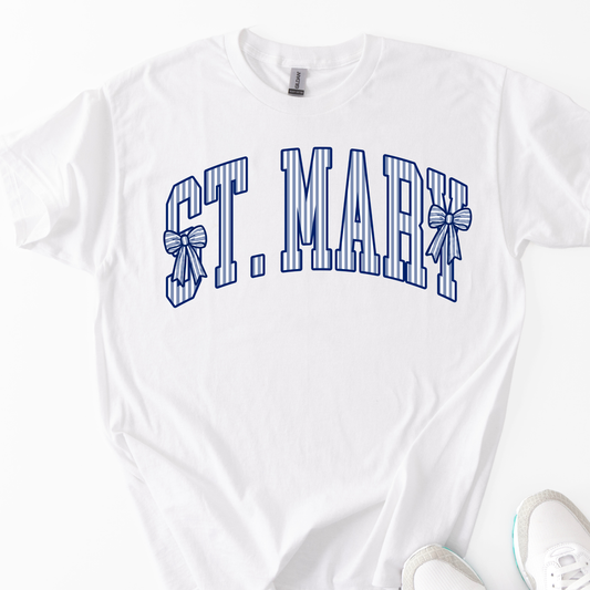 St. Mary Pinstripe Bows Blue