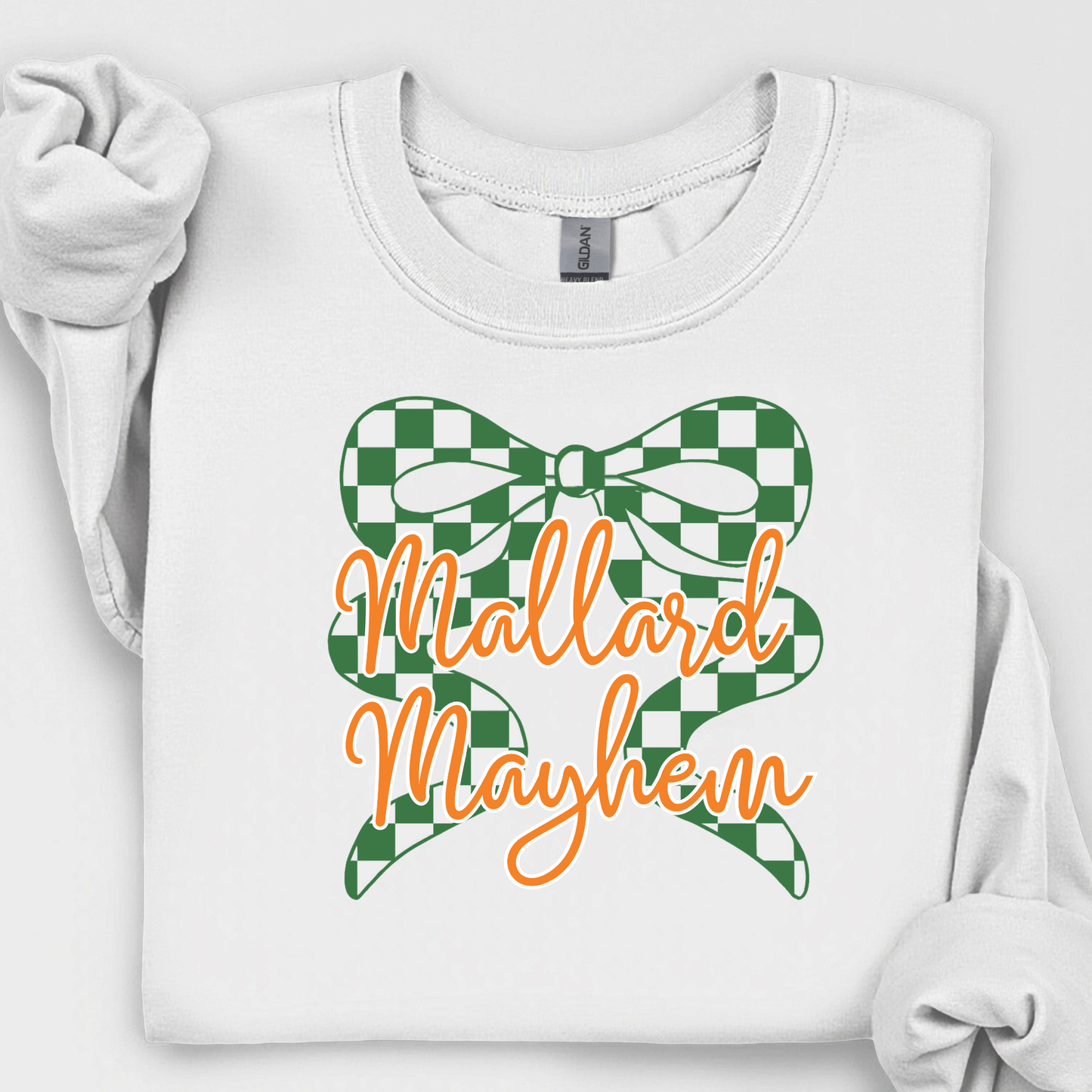 Mallard Mayhem Script Checkered Bow