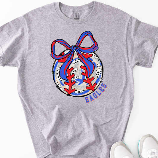 Eagles Baseball Bow Red and Blue