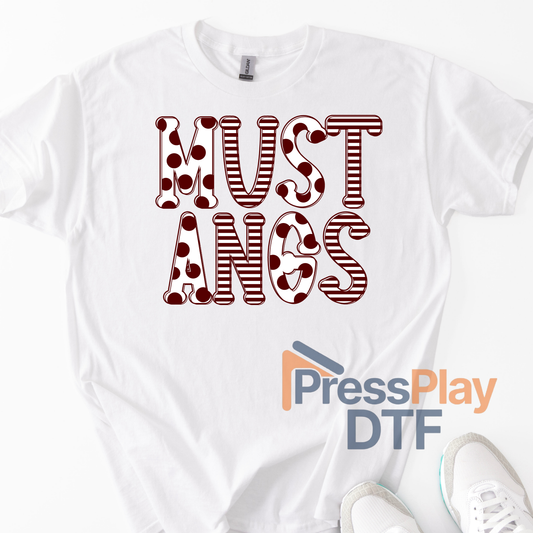 Mustangs Striped Polka Dot DTF Transfer