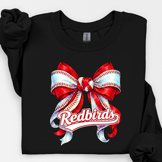 Redbirds Red White Bow with Seams