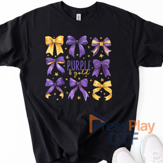 Purple Gold Bows DTF Transfer