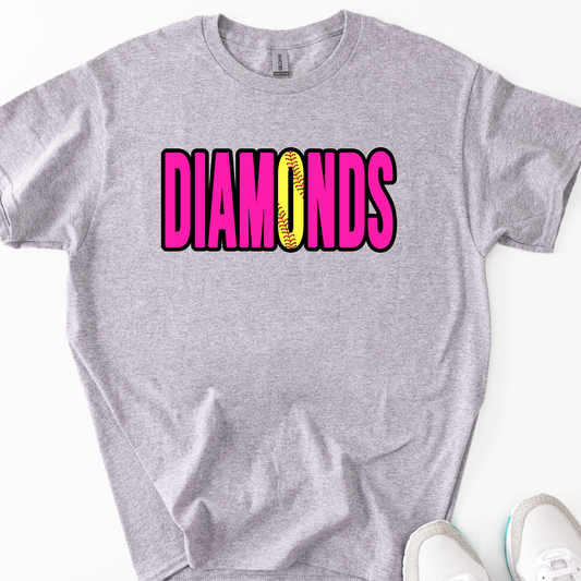 Diamonds Block Lettering with Softball O