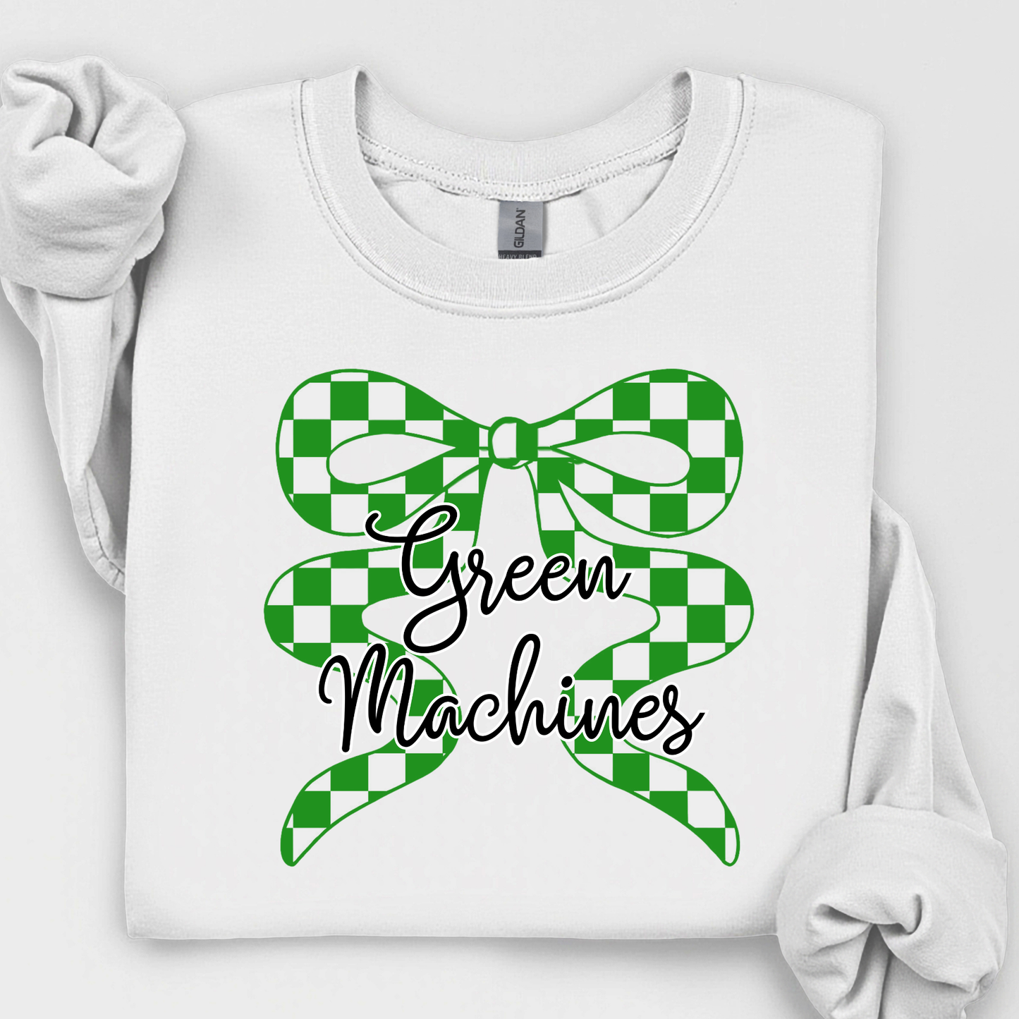 Green Machines Green Checkered Bow