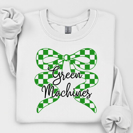 Green Machines Green Checkered Bow