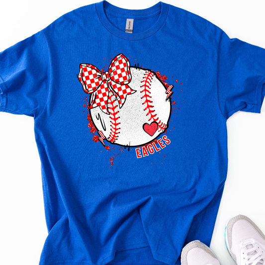 Eagles Baseball Checkered Bow